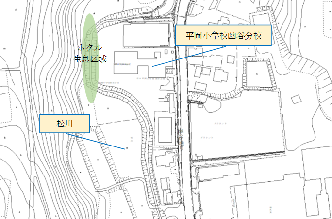 平岡小学校幽谷分校の活動区域の図