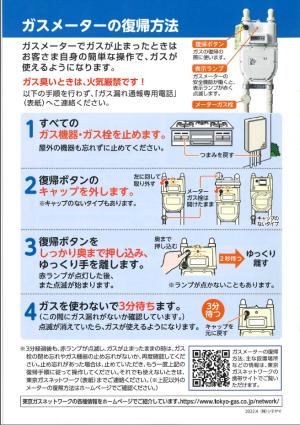 ガスメーターの復帰方法