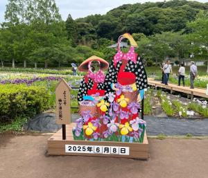 花摘み娘の顔出しパネルの写真