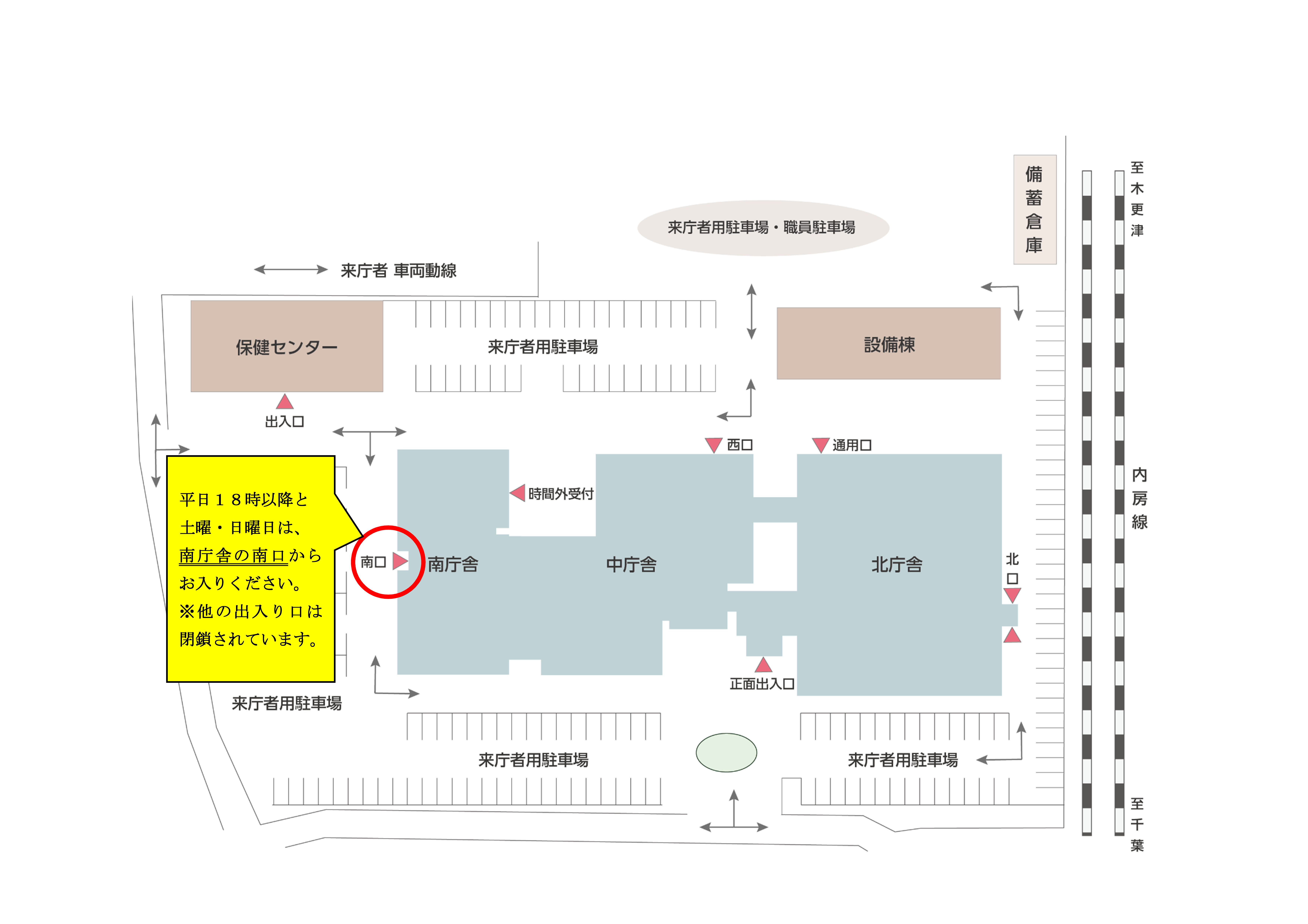 南庁舎期日前投票所案内図