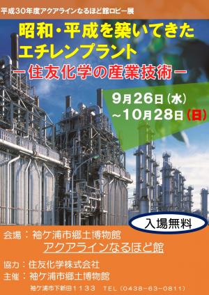 アクアラインなるほど館ロビー展「昭和・平成を築いてきたエチレンプラント－住友化学の産業技術－」ポスター