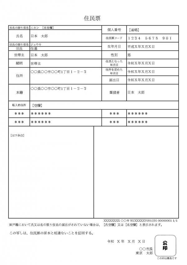 新しい住民票の様式