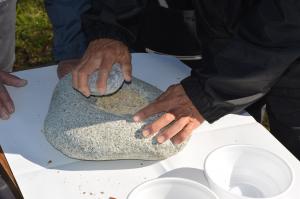 ドングリを粉にする写真