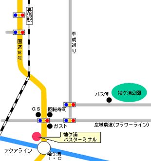 袖ケ浦バスターミナル地図のイラスト